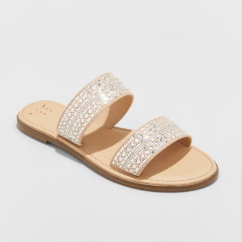 NEW Kersha Embellished Slide Sandals - A New Day™ Taupe Size 6